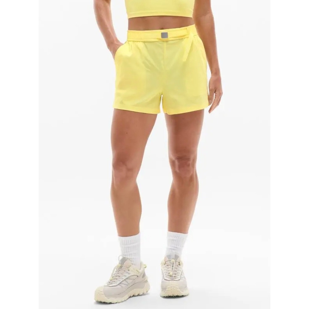 Athleta Highland Utility Short Citron Yellow Nylon Belted Hiking Activewear